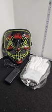 Halloween Mask LED With A Remote - 3 Modes - Black  Green With Light Up Gloves