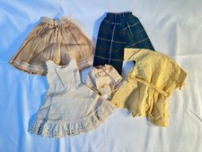 Vintage Doll Clothes Lot Dress Slip Bloomers Skirt Pants Robe 6 Pc Mixed