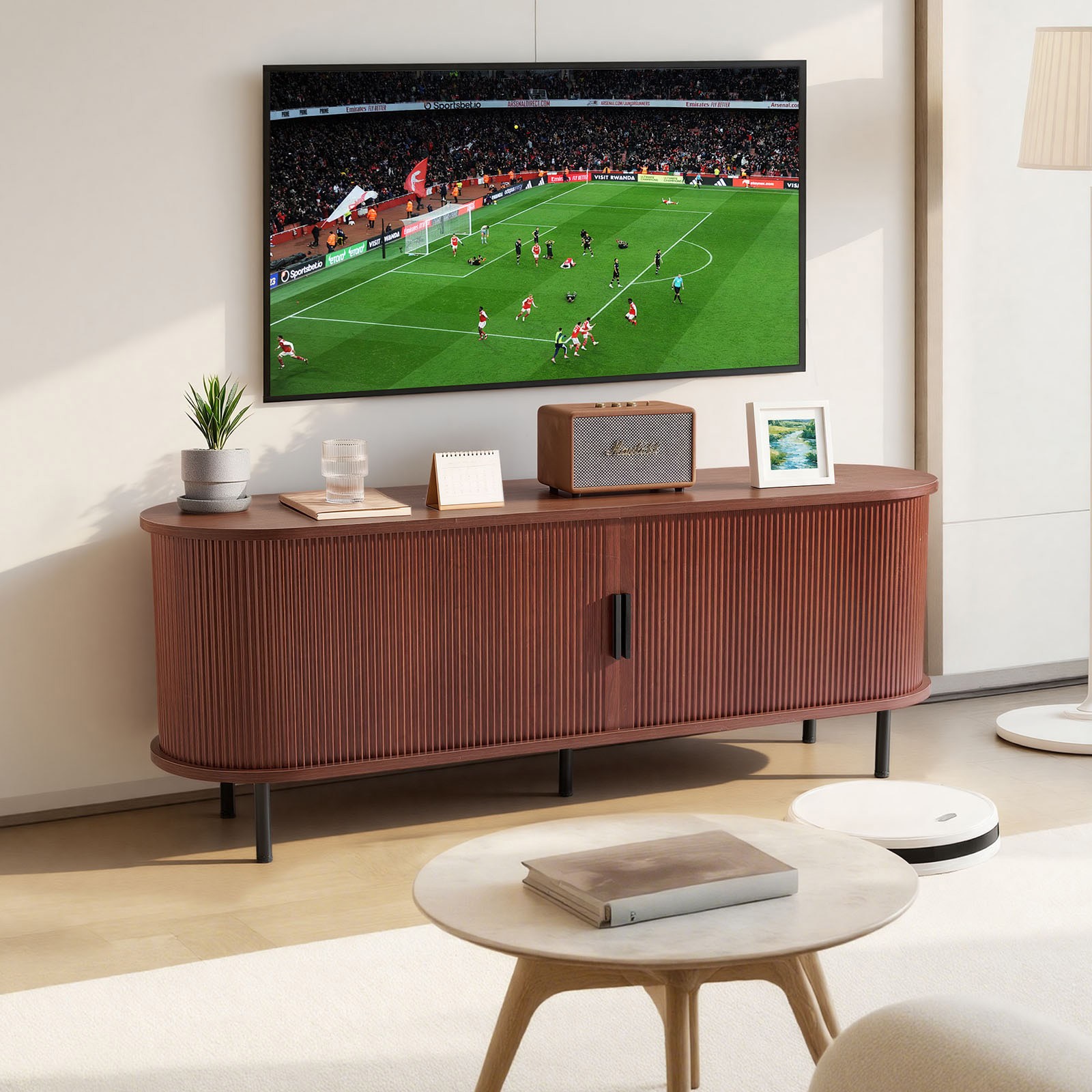Entertainment Media Center For Tv's Up To 65" W/storage Cabi