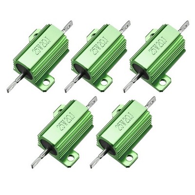 25W 2 Ohm Aluminium Chassis Mount Wirewound Power Resistors Green 5pcs #jd