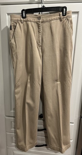 Ralph Lauren Jeans Petites Tan Flat Front 100% Cotton Blend Slash Pockets Sz 14P