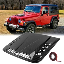 For Jeep Wrangler JK JKU TJ Air Flow Intake Bonnet Scoop Hood Vent Cover Carbon