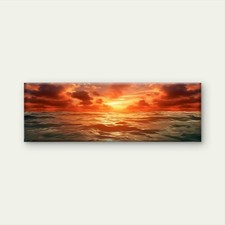 Panoramic Stunning Sunsets Over Ocean Canvas Print Wall Art Home Decor
