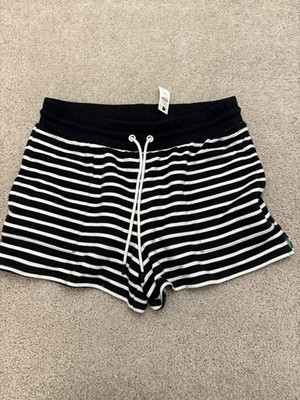 New Women's T By Talbots Striped Preppy Cozy Shorts Drawstrings Size MP