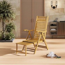Bamboo Folding Rocking Chair Relax Afternoon Nap Chaise Lounge Indoor & Outdoor