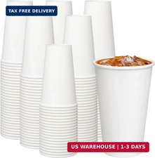 Coffee Cups 16 oz 200 Pack, Disposable Paper Cups for Hot Beverage Drinking, Whi