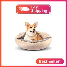 GASUR Dog Beds for Small Medium Dogs with Hooded Blanket, Cozy Cuddler Luxury Pu