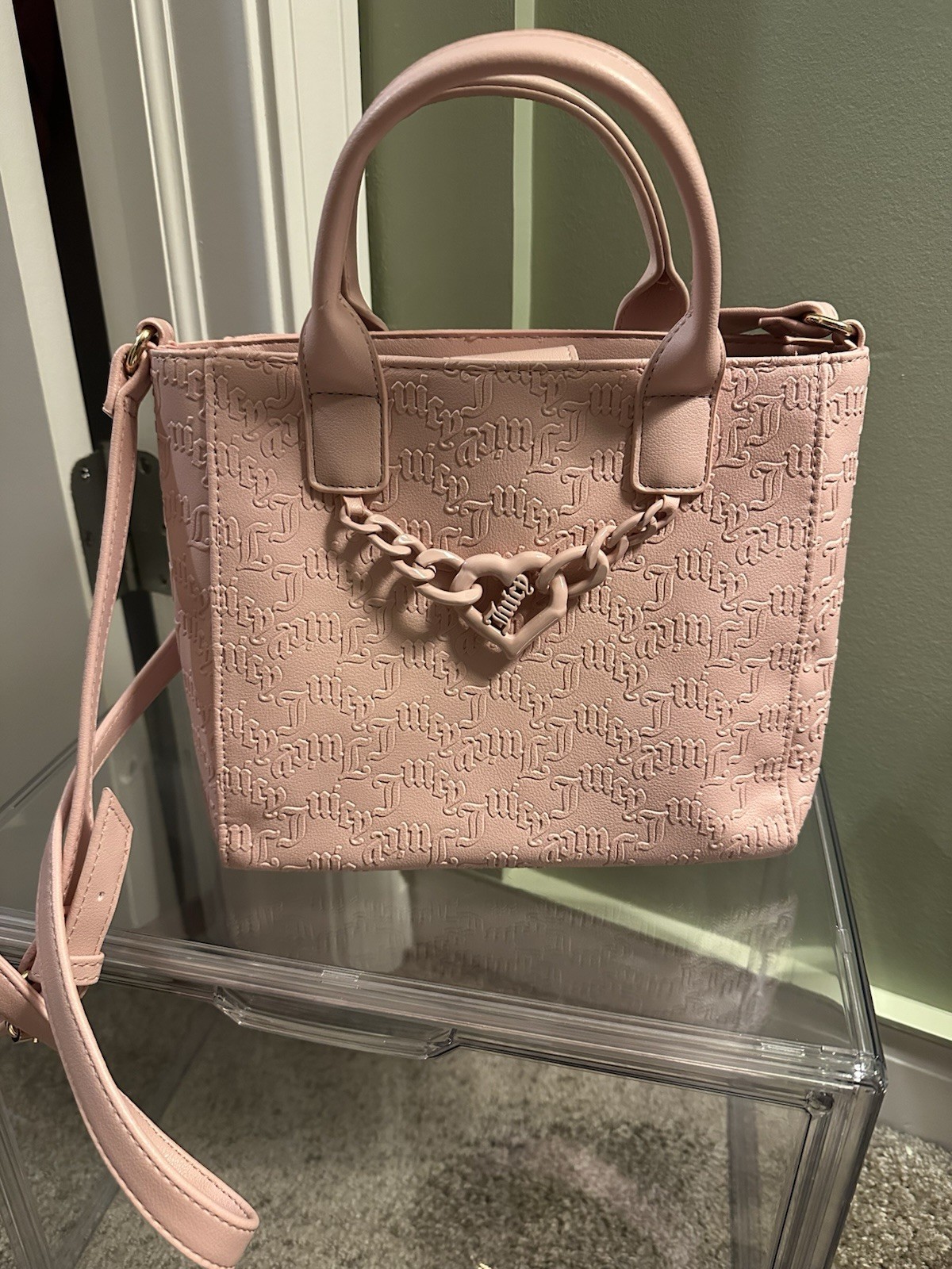 Juicy Couture Medium Tote Crossbody Bag Pink Diamond Change Of Heart  NWOT