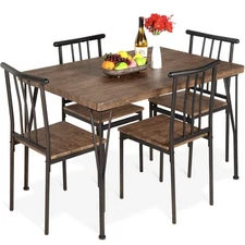 Choice Products 5-Piece Metal and Wood Indoor Modern Rectangular Dining Table