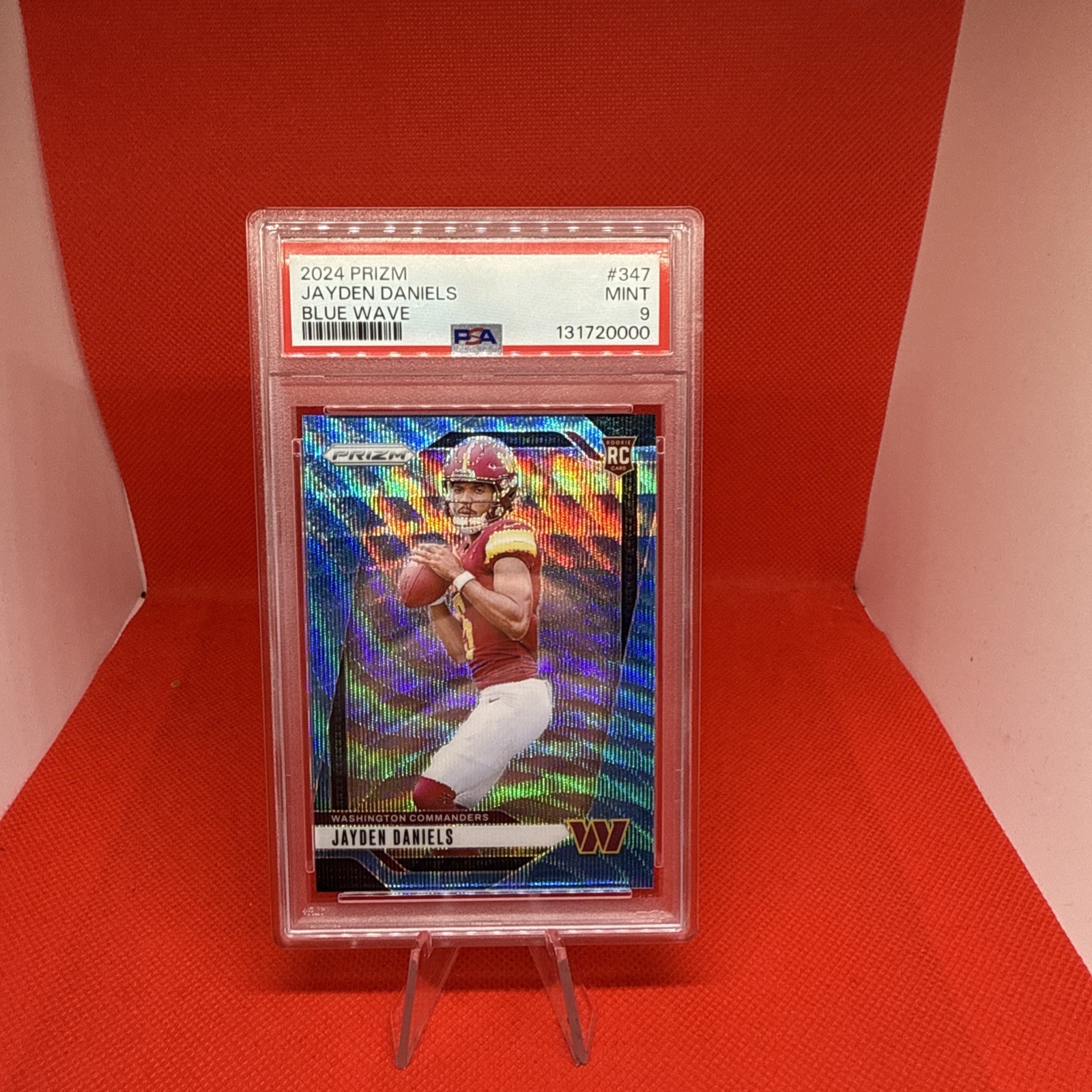 2024 PANINI PRIZM JAYDEN DANIELS BLUE WAVE /230 PSA 9 #347