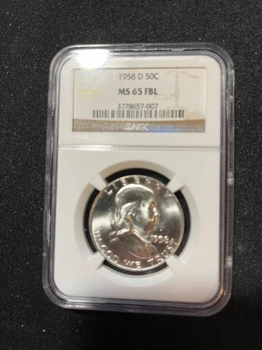 1958 D Franklin Half Dollar NGC MS65 FBL