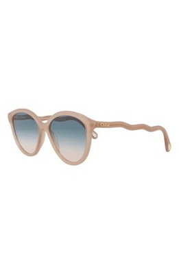 New Chloé Women 57mm Round Sunglasses Authentic Beige/ Teal