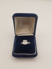 925 Sterling Silver Square Cut Engagement Promise Ring Cubic Zirconia Size 6