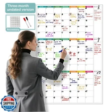 DeBiao 24" x 36" Dry Erase Wall Calendar large - Undated 3-Month Agenda Plann