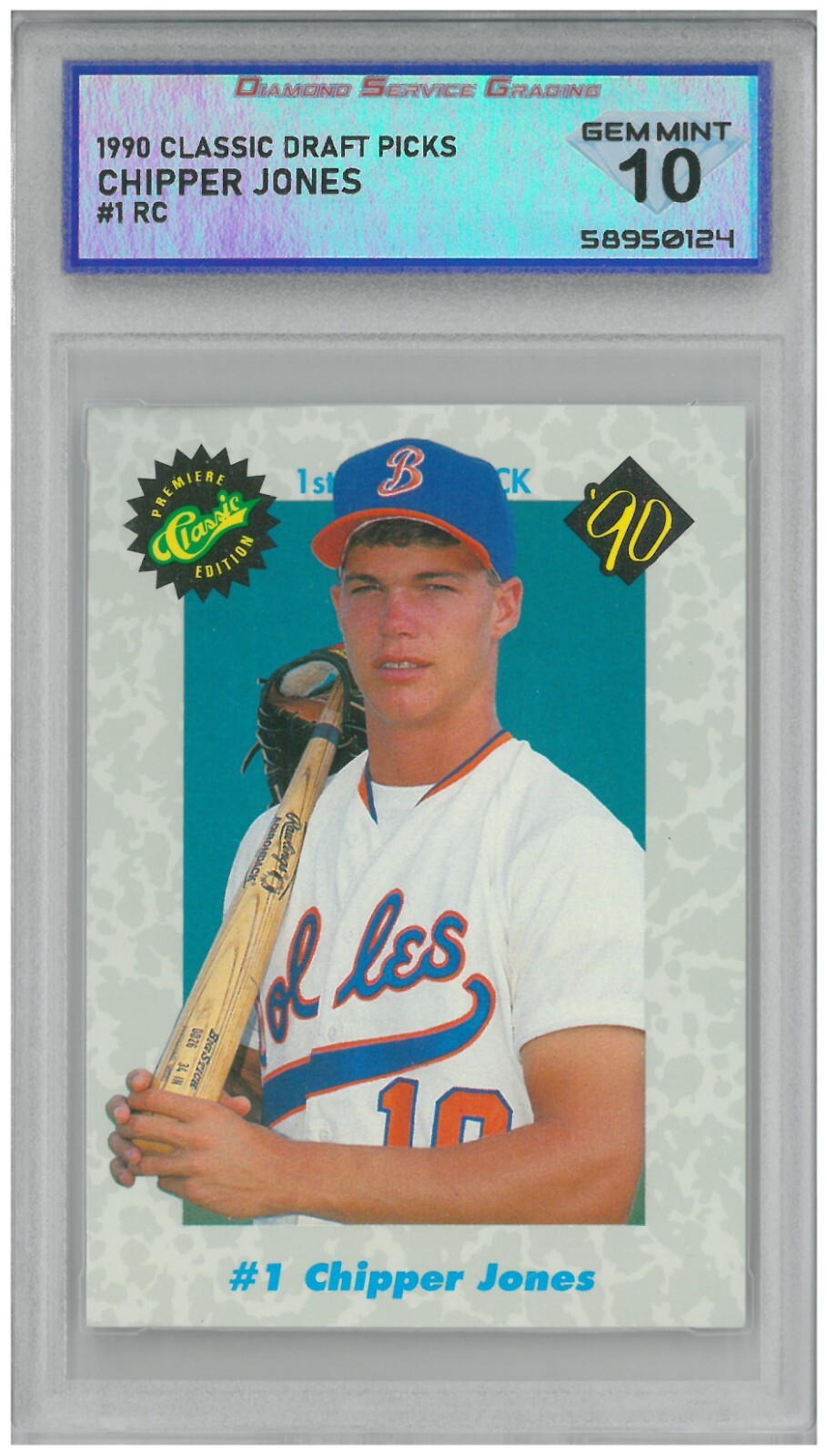 1990 Classic Draft Picks CHIPPER JONES #1 Rookie RC 💎 DSG 10 Gem Mint