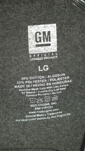New w/Tag CHEVY CORVETTE Graphics Logo L Tee Shirt Cotton/Polyester Charcoal - Picture 6 of 9