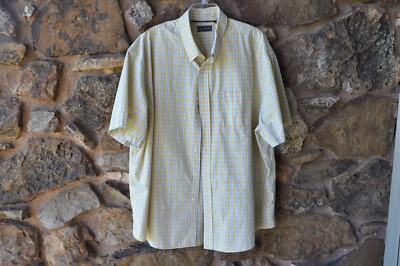 ARROW MENS SHIRT - YELLOW/BLUE/WHITE CHECK- SIZE XXL/TTG/XXG - BUTTON DOWN SHIRT