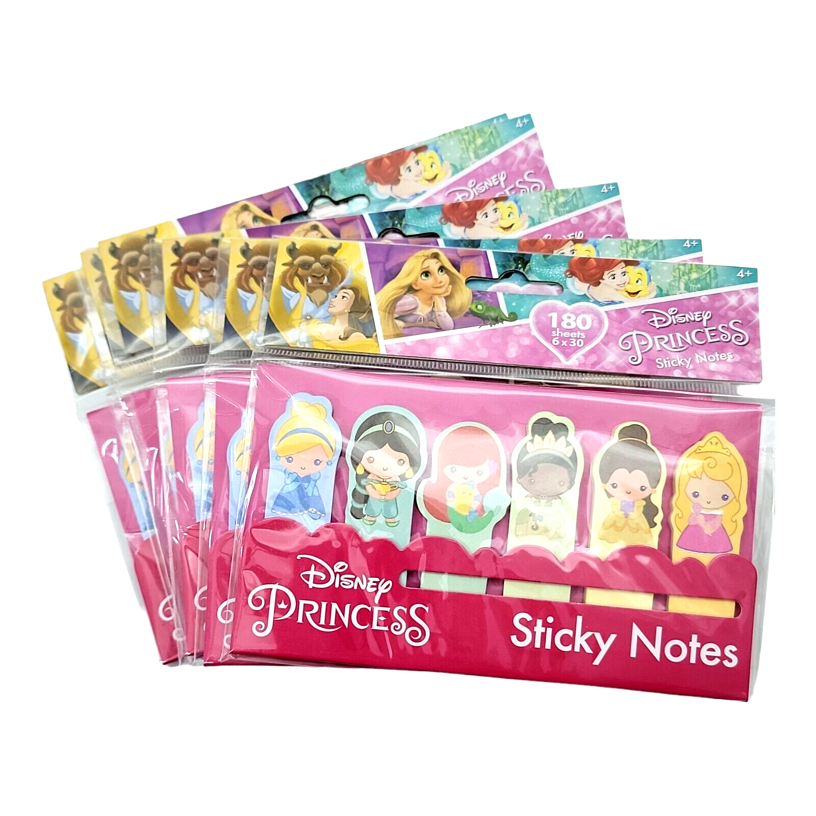 Disney Princess Sticky Notes 6 Pack 180 Tabs Girl Birthday Party Favor Book Mark-image