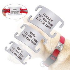 Stainless Steel Slide-on Dog Tags 3/4" 5/8" 3/8" Width Personalised Collar Tags