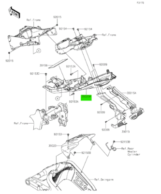 KAWASAKI Ninja ZX 6R ZX636 Fender Rear 35023-0446 Genuine J | eBay
