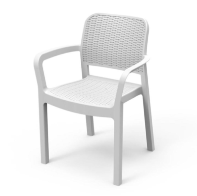 Seduta Esterni Impilabile Sedia Giardino RATAK In Polipropilene Bianco - Poltroncina Esterna Impilabile Sedia Terrazzo Balcone - Foto 3