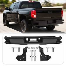 Black Rear Bumper For 2014-2018 Chevy Silverado GMC Sierra 1500 w/o Sensor Hole