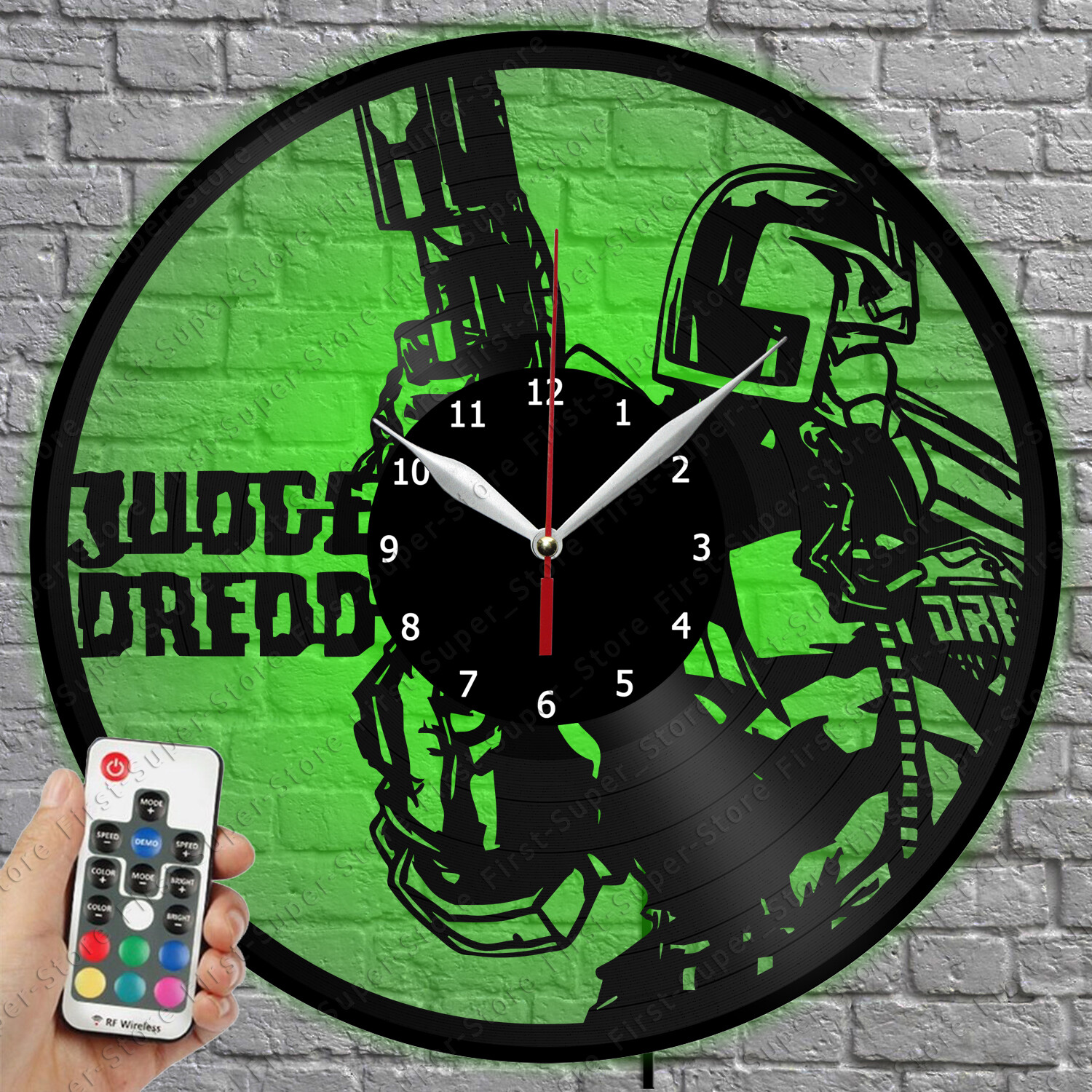 LED Judge Dredd Vinyl Record Wall Clock with LED Light 1172