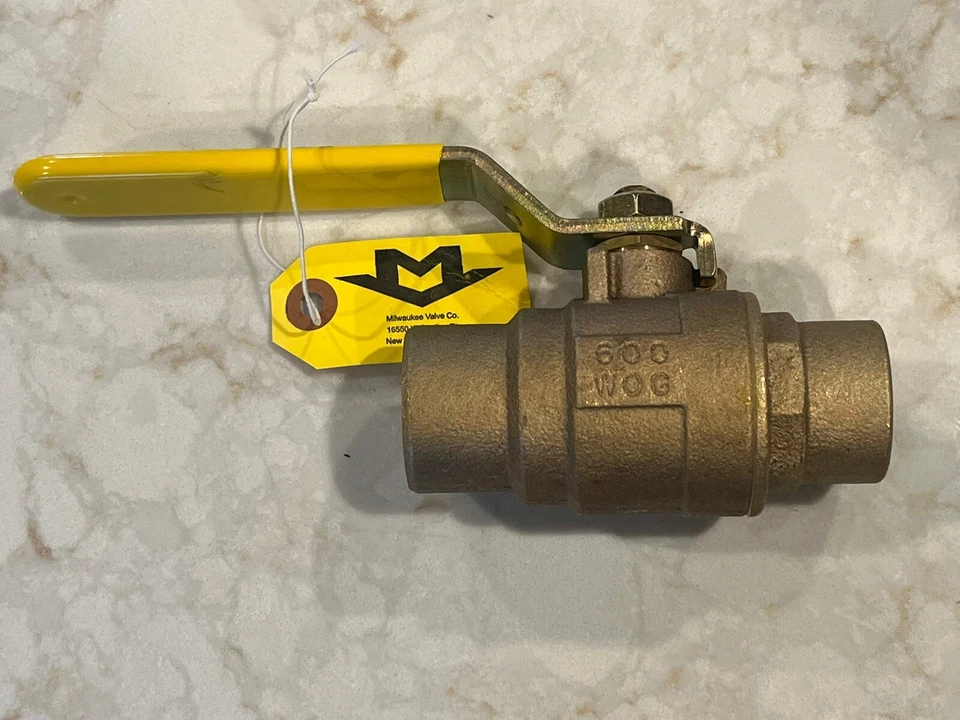1-1/4" Solder, Std. Port Bronze Ball Valve, 600 WOG, 150 WSP, MADE IN USA - Image 3 of 4