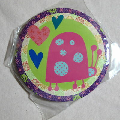 Animal Friends Pocket Mirror 3'' Round Hearts Lady Bug Pink Green Purple travel