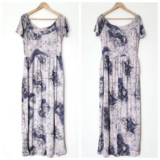 Y2K Floral Maxi Dress Medium Purple Textured 3D Crochet Look Boho Cottagecore