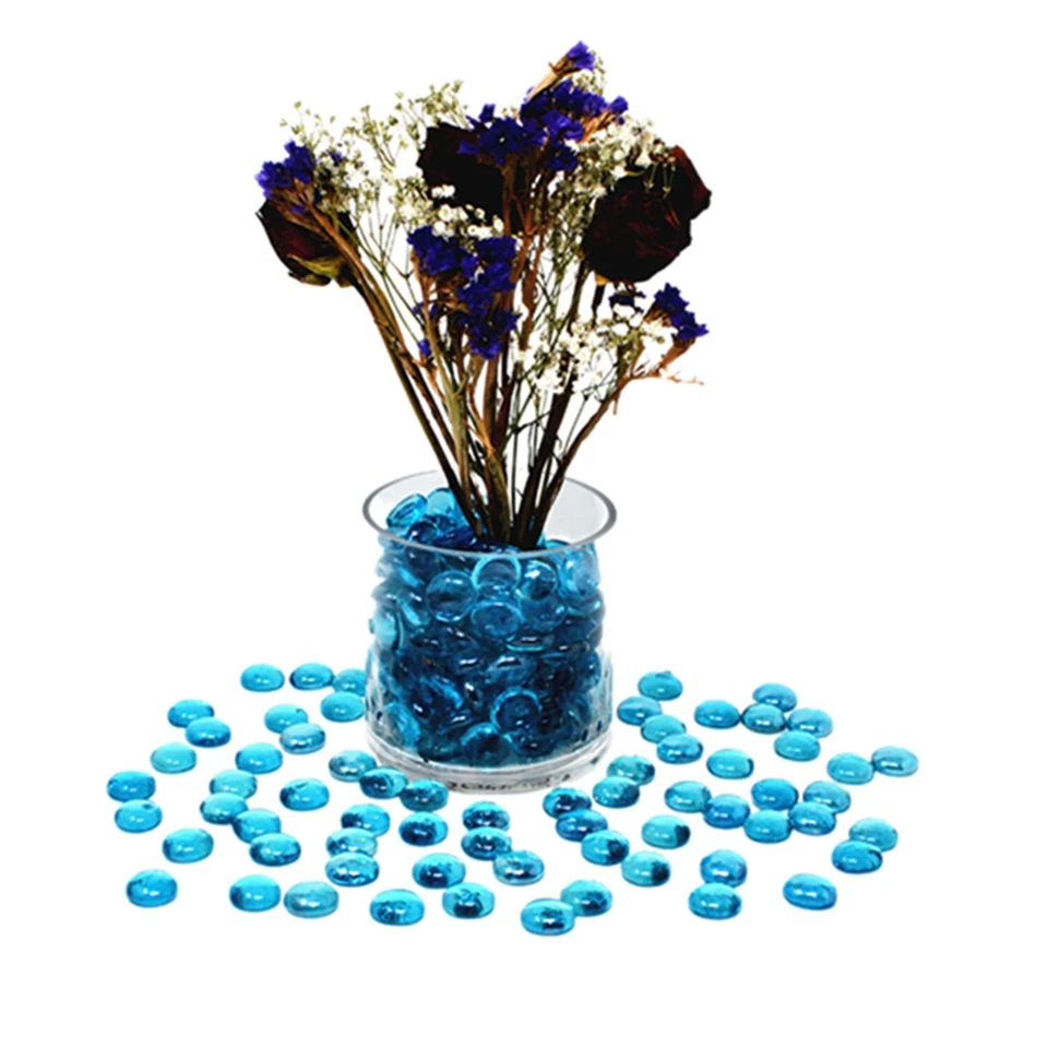1200 Pcs Ocean Blue Glass Gems, Pebbles, Mosaic Tiles, Marble Vase Filler (12LB) - Image 4 of 4
