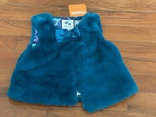New Gymboree Girls Dark Teal Fuzzy Faux Fur Vest Size 2 2T