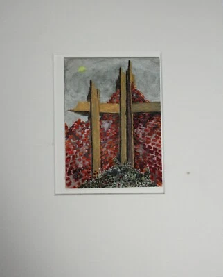 Gemälde Aquarell Farbstift  Mauerecke Barbara Kraemer Signiert Datiert  1993 - Bild 1 von 4
