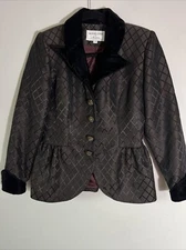Victor Costa Nahdree Brown Black Stunning Evening Jacket Size 4 Diamond