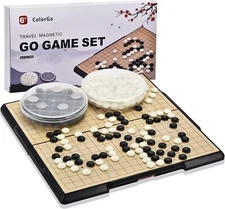 19x19 Go Board Game Set with Large Folding Travel Board (11.3-Inch) and Magne...