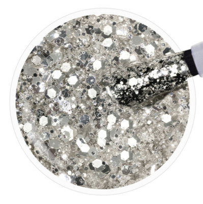 Jolifin LAVENI Shellac Gellack - silver sparkle 10ml UV/LED-Nagellack #S290
