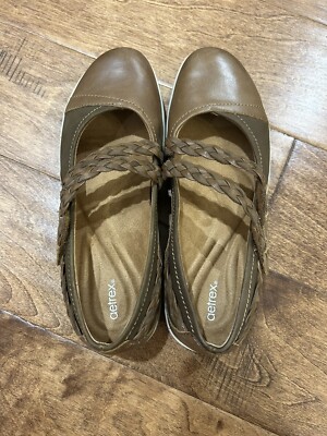 Aetrex Annie Adjustable Mary Jane Shoes Brown Size NWOB