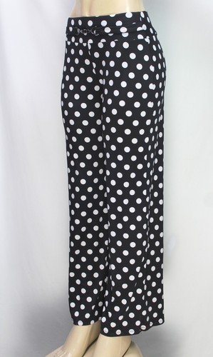 Robert Louis Women's Pull On Pants Wide Leg Stretch Polka Dot Black Size S - Picture 6 of 8