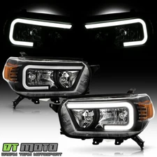 2010-2013 Totoya 4Runner Black LED Tube Style Headlights Headlamps Left+Right