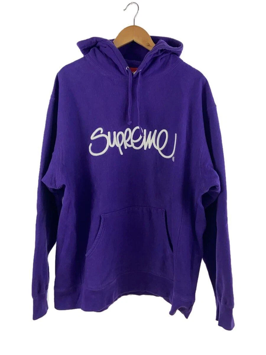 Sweat à capuche Supreme surélevé style main XL coton violet occasion
