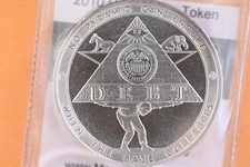 2010 Debt Pyramid / Let it fall Hard Times Token, Proof-like Silver Daniel Carr