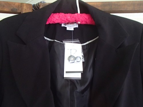 LADIES BLACK ROCKMANS BUTTON DOWN JACKET - Picture 2 of 5