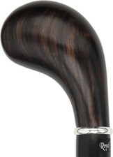 Ebony Knob Handle Walking Stick With Black Beechwood Shaft and Silver Collar