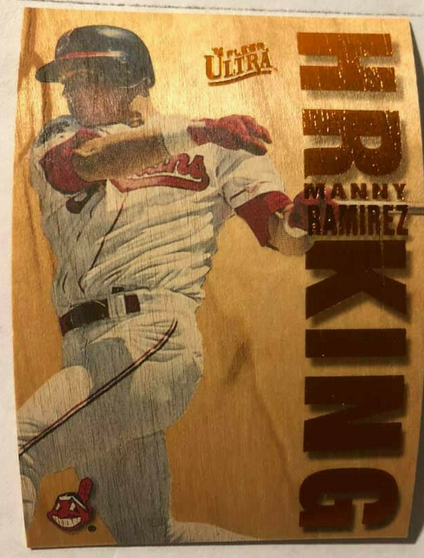 1996 FLEER ULTRA #3 WOOD GRAIN HOME RUN HR KING MANNY RAMIREZ REDEEMED