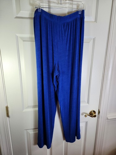 Carolyn Strauss Size 1X Women Pants Royal Blue Pull-On Slinky Wide Leg Stretch - Picture 3 of 4