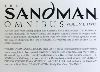 NEIL GAIMAN SIGNED x 3 The Sandman Omnibus Volumes 1, 2 & 3