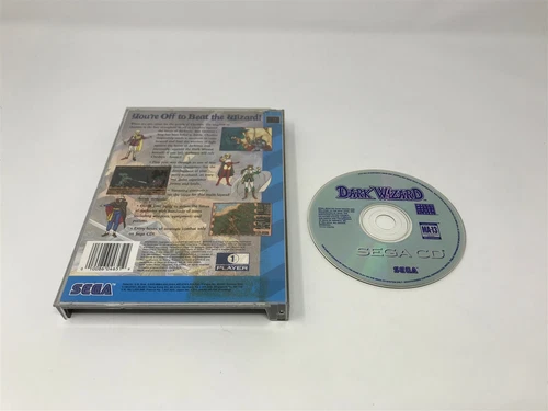 Dark Wizard (Sega CD, 1994) Game Box, Back Art & Disc Only - water damaged art