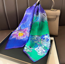 100 Silk Mulberry 26" square Scarf Women neckerchief Wrap floral silk change14