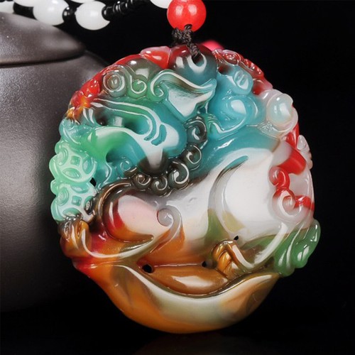 Collana con ciondolo drago di giada uomo charms collana naturale gioielli colorati regalo - Foto 14 di 28