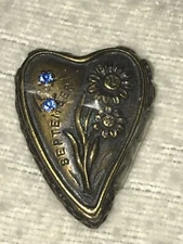 Vtg Torino Pewter Trinket Box, Brooch & Sapphire Earrings September Birthstone.